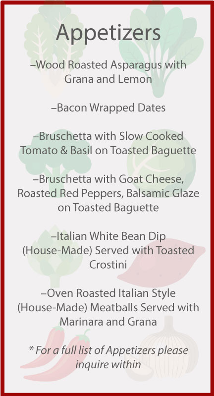 Cipolla Rossa Appetizer list overview